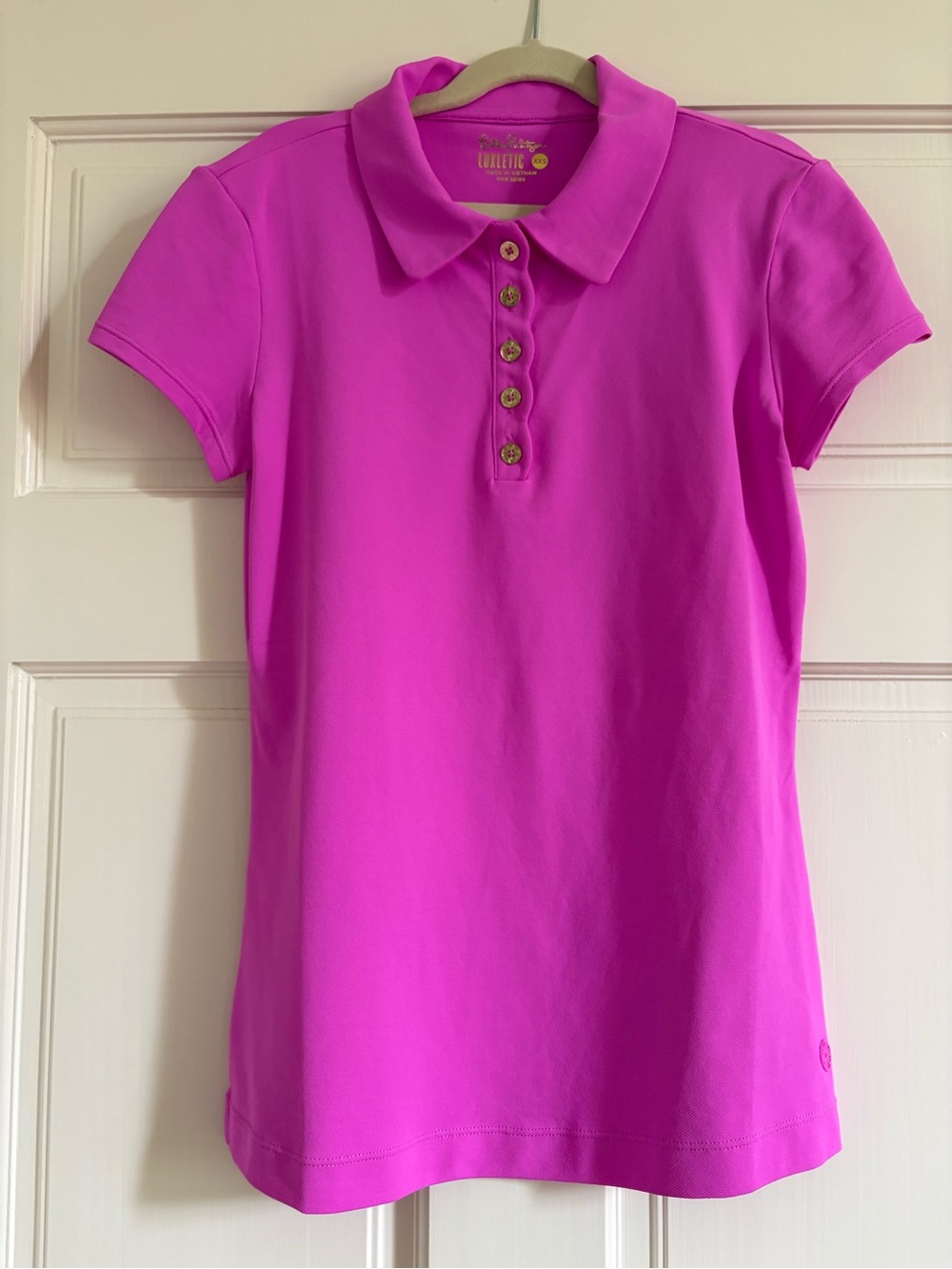 Lilly Pulitzer Short-Sleeve Polo in Fuchsia Pink